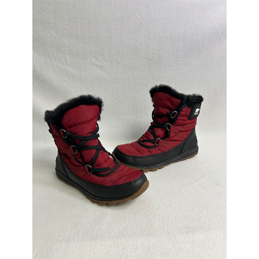 Gorpcore Sorel Womens 7.5 Red Whitney Short Lace Waterproof Insulated Snow Boots